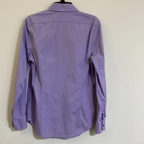 Express Men's Medium Long Sleeve Button Lavender Fitted Shirt with Stretch - Picture 5 of 9